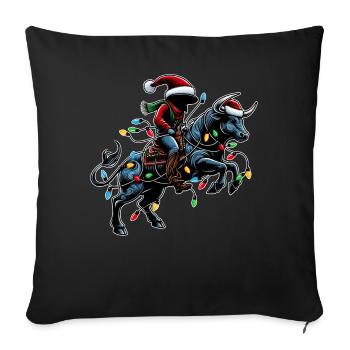 Rodeo Barrel Racer Barrel Racing Weihnachtsmütze - Sofakissenbezug 45 x 45 cm - Schwarz - Vorne