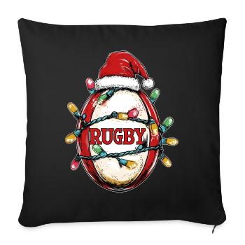Rugby Ball Player Team Santa Hat Xmas - Sofa pillowcase 17,3'' x 17,3'' (45 x 45 cm) - black - Front