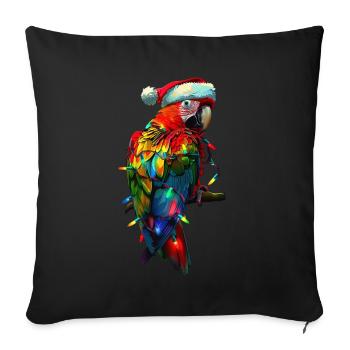 Parrot Christmas - Sofa pillowcase 17,3'' x 17,3'' (45 x 45 cm) - black - Front