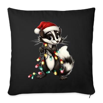 Cute Skunk Santa Hat Xmas - Sofa pillowcase 17,3'' x 17,3'' (45 x 45 cm) - black - Front