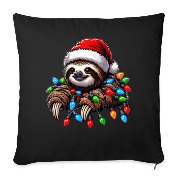 paresseux Père Noël chapeau - Housse de coussin décorative 45 x 45 cm - noir - Devant