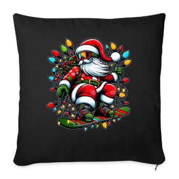 Père Noël Snowboard Snowboard Snowboarder - Housse de coussin décorative 45 x 45 cm - noir - Devant