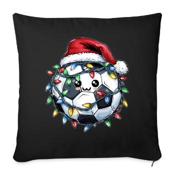 Mignon Kawaii Football Père Noël - Housse de coussin décorative 45 x 45 cm - noir - Devant