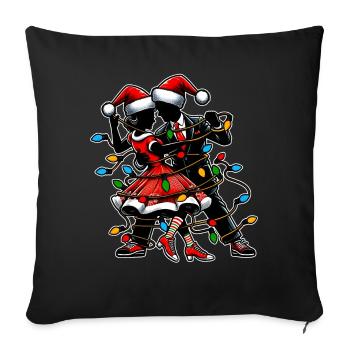 Sock Hop Dance Années 50 Noël Chapeau Noël - Housse de coussin décorative 45 x 45 cm - noir - Devant