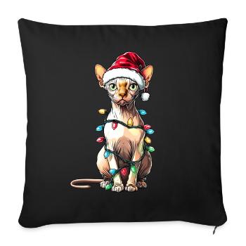 Sphynx Cat Christmas Hat Xmas - Sofa pillowcase 17,3'' x 17,3'' (45 x 45 cm) - black - Front