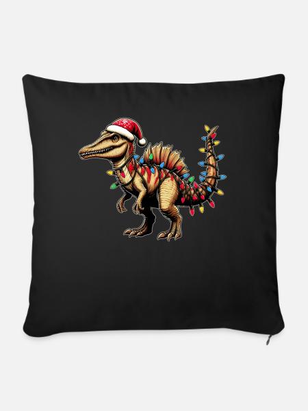 Spinosaurus Dinosaurier Weihnachtsmütze Xmas - Sofakissenbezug 45 x 45 cm - Schwarz