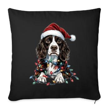 Springer Spaniel Chien Père Noël Noël - Housse de coussin décorative 45 x 45 cm - noir - Devant