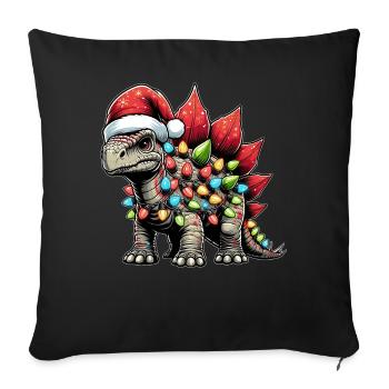 Stegosaurus Dinosaur Santa Hat Xmas - Sofa pillowcase 17,3'' x 17,3'' (45 x 45 cm) - black - Front