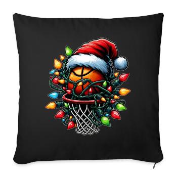 Basket-ball Streetball Chapeau de Noël - Housse de coussin décorative 45 x 45 cm - noir - Devant