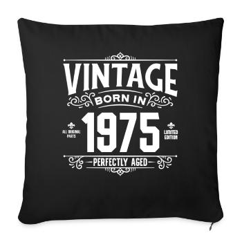 Vintage né(e) en 1975 Anniversaire 50 Ans 50 Jahre - Housse de coussin décorative 45 x 45 cm - noir - Devant