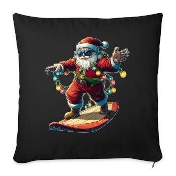 Santa Claus Surfing Surfer Santa Hat Xmas - Sofa pillowcase 17,3'' x 17,3'' (45 x 45 cm) - black - Front