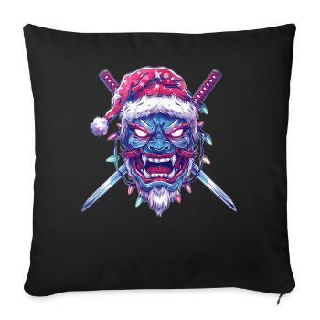 Chapeau de Noël Oni Yokai Devil Mask La Reine des Neiges X - Housse de coussin décorative 45 x 45 cm - noir - Devant