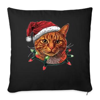 Cute Orange Cat Tabby Cat Christmas Hat - Sofa pillowcase 17,3'' x 17,3'' (45 x 45 cm) - black - Front