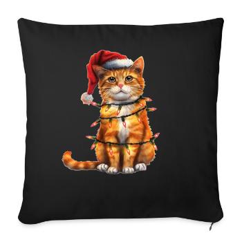 Cute Orange Cat Tabby Cat Christmas Hat - Sofa pillowcase 17,3'' x 17,3'' (45 x 45 cm) - black - Front