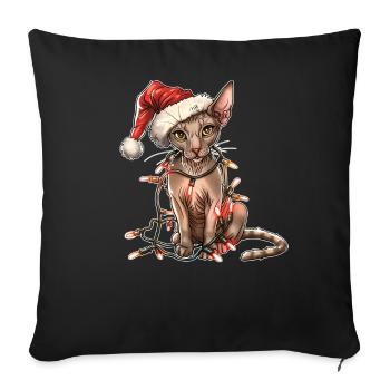 Oriental Shorthair Cat Christmas Hat Xmas - Sofa pillowcase 17,3'' x 17,3'' (45 x 45 cm) - black - Front