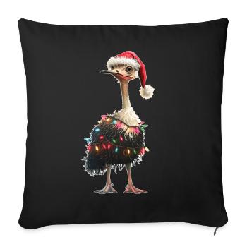 Ostrich Christmas Hat Xmas - Sofa pillowcase 17,3'' x 17,3'' (45 x 45 cm) - black - Front