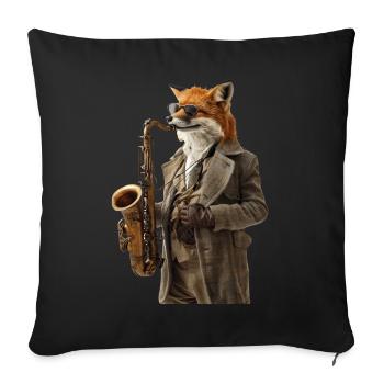 Fox Saxophon - Sofakissenbezug 45 x 45 cm - Schwarz - Vorne