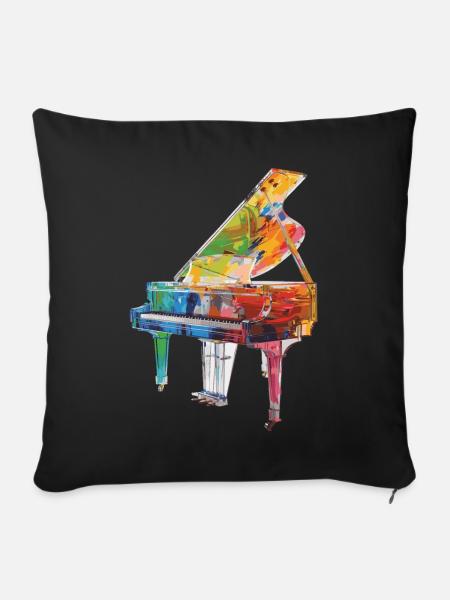 Klavier - Sofakissenbezug 45 x 45 cm - Schwarz