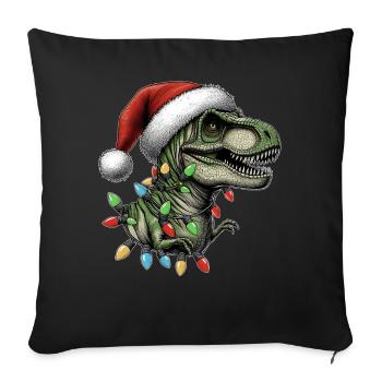T-Rex Tyrannosaurus rex Dinosaurier Weihnachtsmütz - Sofakissenbezug 45 x 45 cm - Schwarz - Vorne