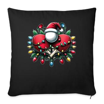Tennis de table Joueur de ping-pong Père Noël - Housse de coussin décorative 45 x 45 cm - noir - Devant