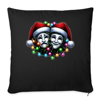 Theatre Masks Theatre Drama Comedy Actors - Sofa pillowcase 17,3'' x 17,3'' (45 x 45 cm) - black - Front