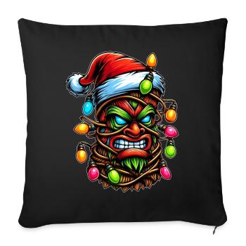 Tiki Luau Hawaïen Hawaïen Tiki Masque Noël Maman - Housse de coussin décorative 45 x 45 cm - noir - Devant