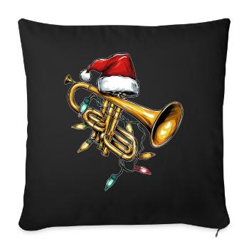 Trumpet Instrument Trumpeter Christmas Hat Xmas - Sofa pillowcase 17,3'' x 17,3'' (45 x 45 cm) - black - Front
