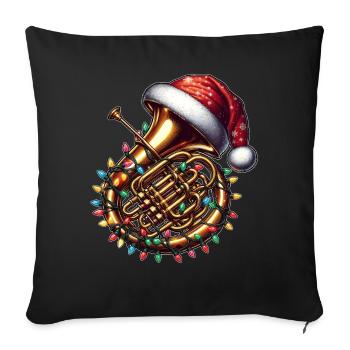 Tuba Instrument Santa Hat Xmas - Sofa pillowcase 17,3'' x 17,3'' (45 x 45 cm) - black - Front