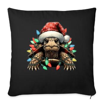 Turtle Sea Animal Christmas Hat Xmas - Sofa pillowcase 17,3'' x 17,3'' (45 x 45 cm) - black - Front