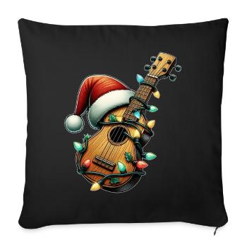 Ukulele Instrument Christmas Hat Xmas - Sofa pillowcase 17,3'' x 17,3'' (45 x 45 cm) - black - Front