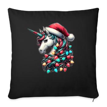 Unicorn Animal Santa Hat Xmas - Sofa pillowcase 17,3'' x 17,3'' (45 x 45 cm) - black - Front