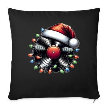 Vinyl-Schallplatten-Drehscheibe Weihnachtsmütze Xm - Sofakissenbezug 45 x 45 cm - Schwarz - Vorne