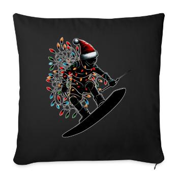 Wakeboarding Wakeboard Wakeboarder Santa Hat - Sofa pillowcase 17,3'' x 17,3'' (45 x 45 cm) - black - Front