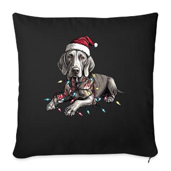 Braque de Weimar chien Père Noël - Housse de coussin décorative 45 x 45 cm - noir - Devant
