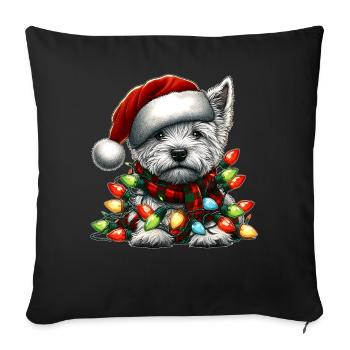 West Highland Terrier Hund Weihnachten Hut Schal X - Sofakissenbezug 45 x 45 cm - Schwarz - Vorne