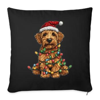 Wheaten Terrier Chien Père Noël Chapeau Noël - Housse de coussin décorative 45 x 45 cm - noir - Devant