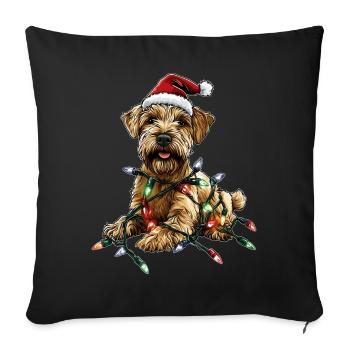 Wheaten Terrier Chien Père Noël Chapeau Noël - Housse de coussin décorative 45 x 45 cm - noir - Devant