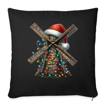 Windmühle Windkraft Weihnachtsmütze Xmas - Sofakissenbezug 45 x 45 cm - Schwarz - Vorne