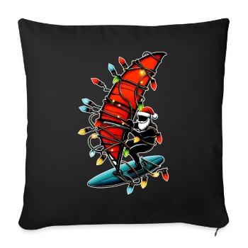 Windsurfing Santa Claus Windsurfer Christmas X - Sofa pillowcase 17,3'' x 17,3'' (45 x 45 cm) - black - Front