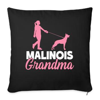 Malinois Mamie Malinois Belge - Housse de coussin décorative 45 x 45 cm - noir - Devant
