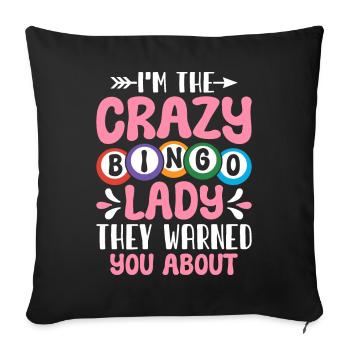Crazy Bingo Lady Bingo Cards Bingo Game Love - Sofa pillowcase 17,3'' x 17,3'' (45 x 45 cm) - black - Front