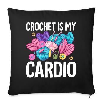Crochet Tricot Yarn Lover Crochet Is My Heart - Housse de coussin décorative 45 x 45 cm - noir - Devant