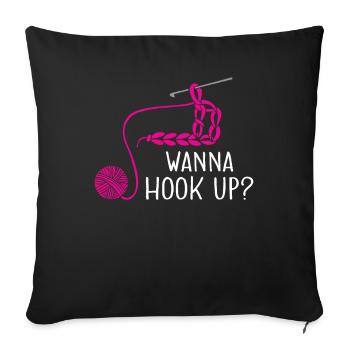 Crochet Knitting Yarn Lover Crochet Hook want to Hoo - Sofa pillowcase 17,3'' x 17,3'' (45 x 45 cm) - black - Front