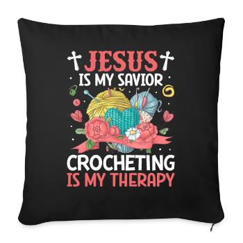 Jesus ist mein Retter Häkeltherapie Stricken Garnl - Sofakissenbezug 45 x 45 cm - Schwarz - Vorne