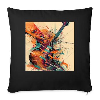Guitare - Housse de coussin décorative 45 x 45 cm - noir - Devant