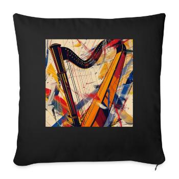Harfe - Sofakissenbezug 45 x 45 cm - Schwarz - Vorne