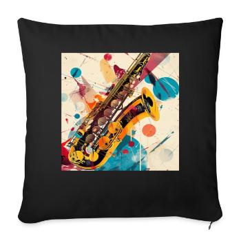 Saxophone - Sofa pillowcase 17,3'' x 17,3'' (45 x 45 cm) - black - Front