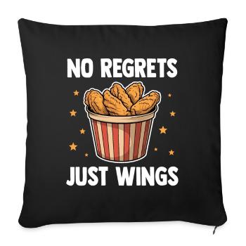 Drôle d’aile de poulet disant pas de regrets juste des ailes - Housse de coussin décorative 45 x 45 cm - noir - Devant