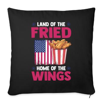 Chicken Wings USA Flag - Land Of The Fried Wings - Sofa pillowcase 17,3'' x 17,3'' (45 x 45 cm) - black - Front