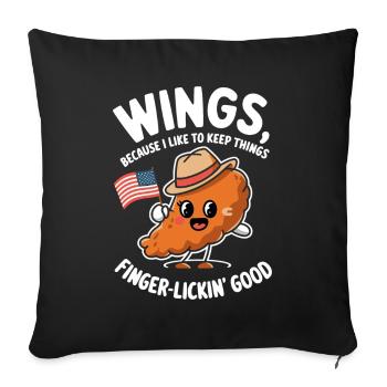 Chicken Wings USA Flag - Wings Finger Lickin Good - Sofa pillowcase 17,3'' x 17,3'' (45 x 45 cm) - black - Front